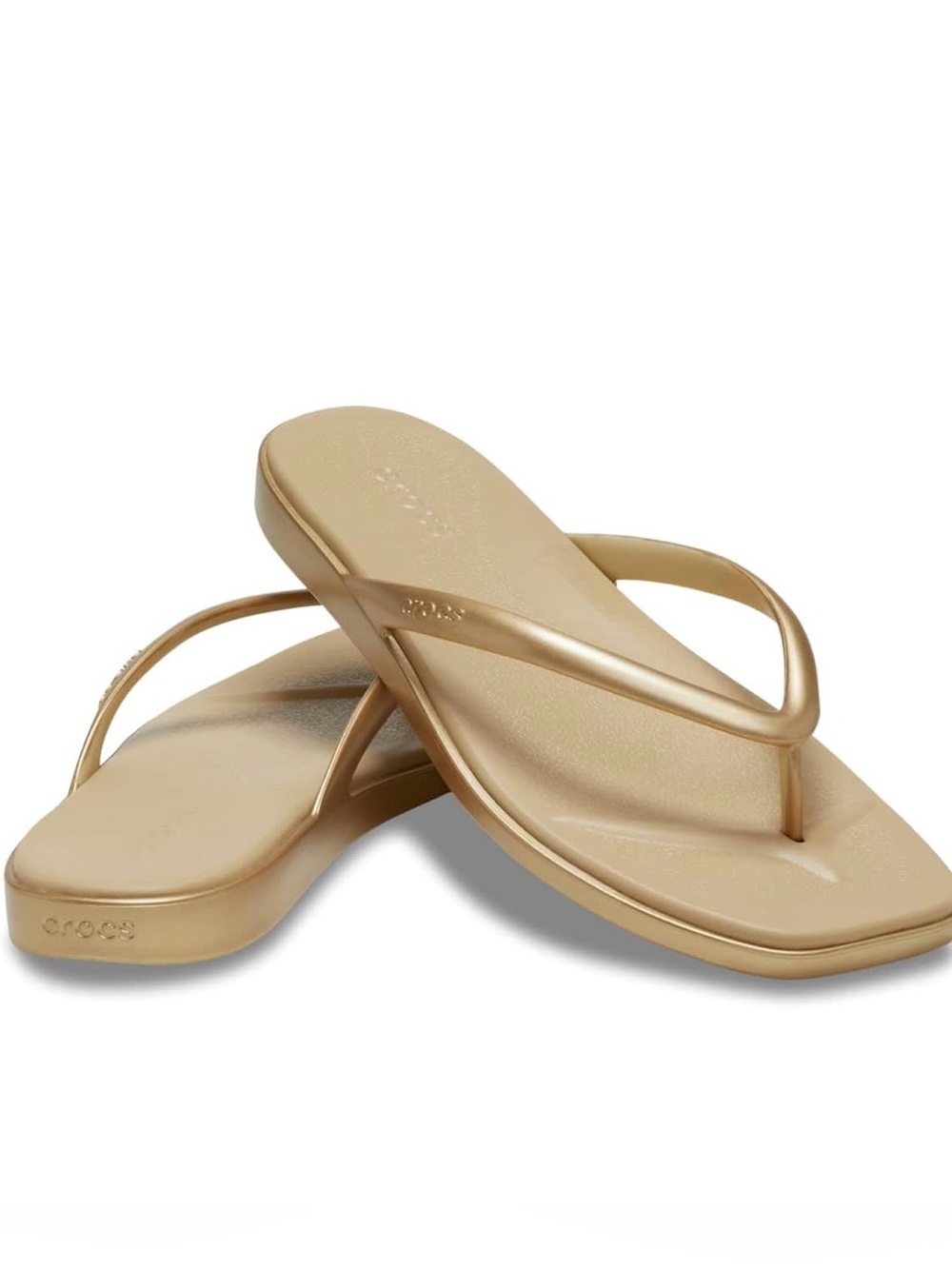 CROCS Women's Metallic Gold Flip Sandals size 6